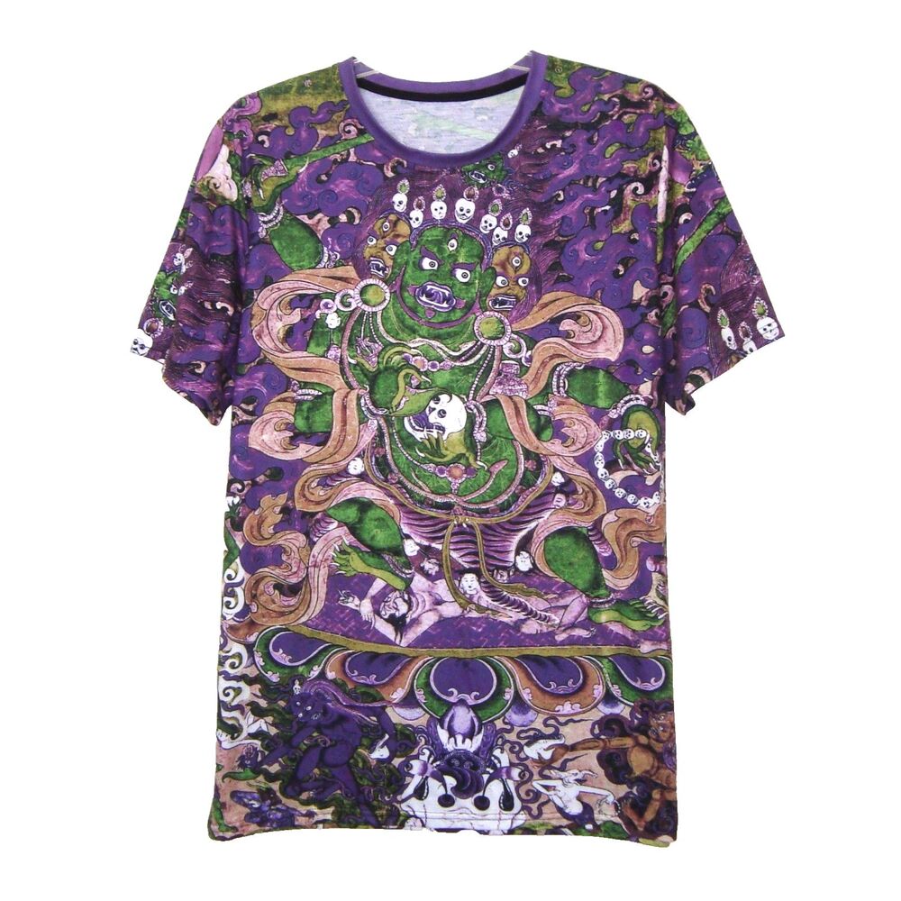 Violet & Emerald Mahakala Remix Vajrayana Buddhist Wrathful Deity T-Shirt